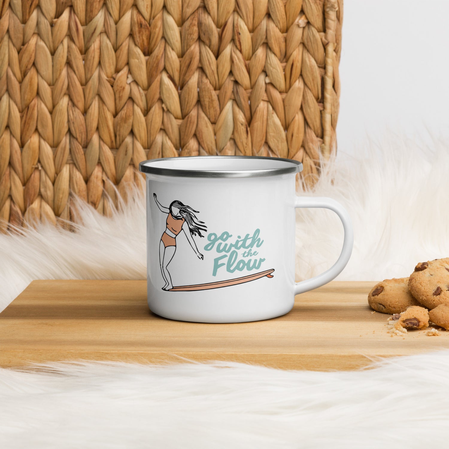 Emaille-Tasse &quot;Go with the Flow&quot;