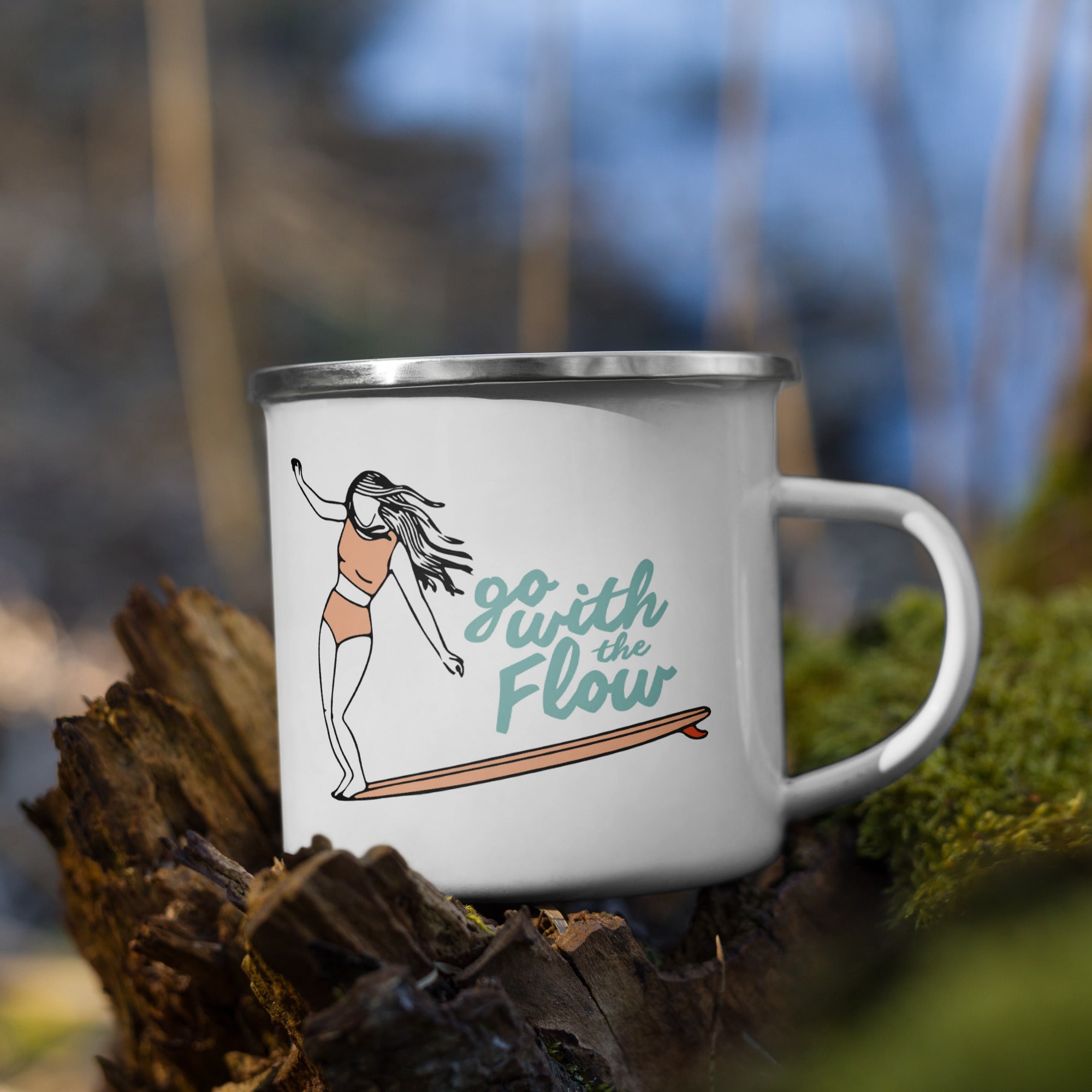 Emaille-Tasse &quot;Go with the Flow&quot;